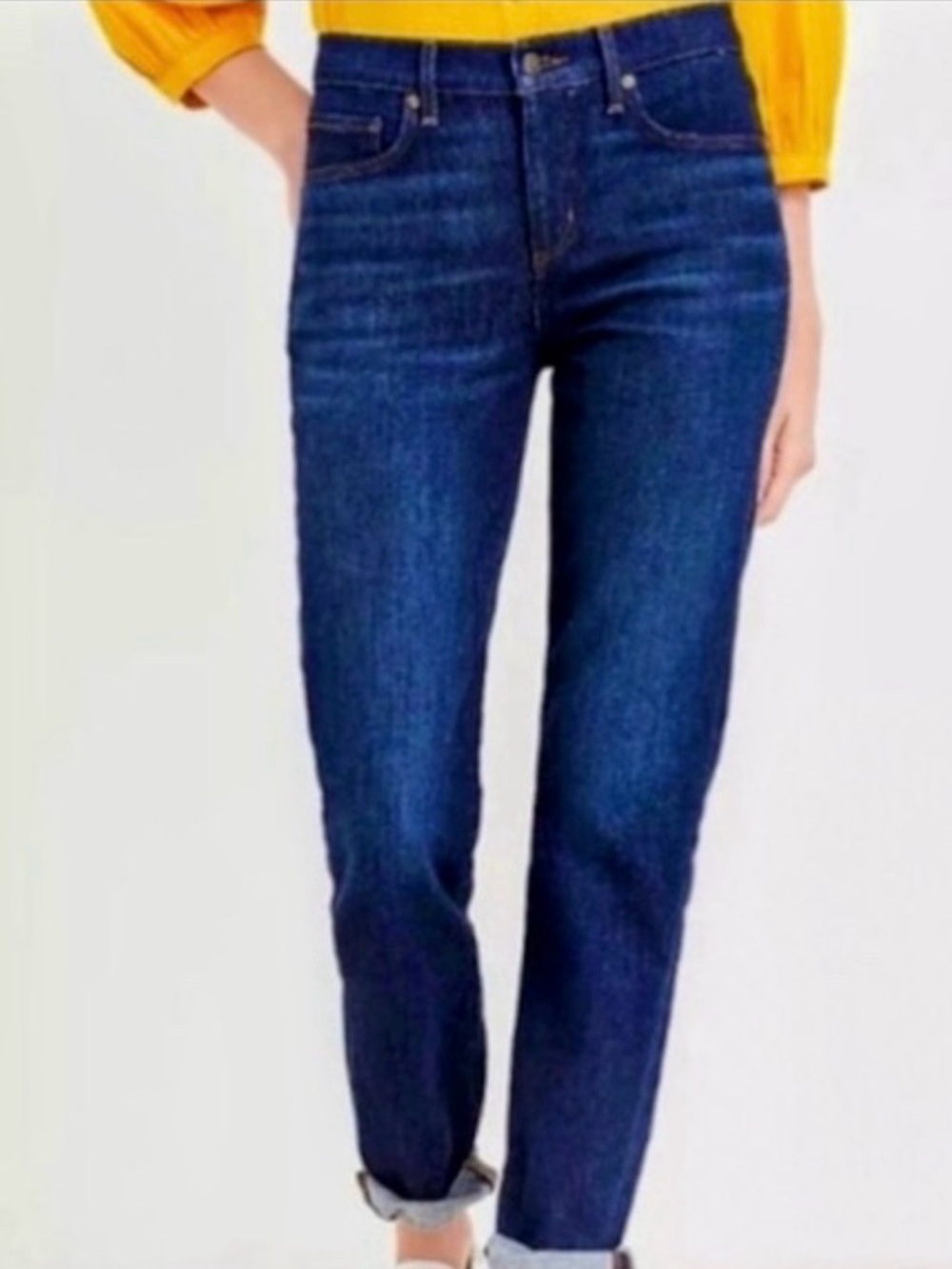 LOFT “The Girlfriend” Straight-Leg Mid-Rise Dark Blue Jeans 6 28 NWT
